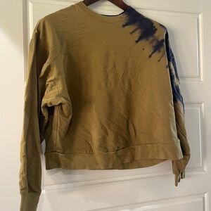 JoyLab Olive and Navy Tie-Dye Top